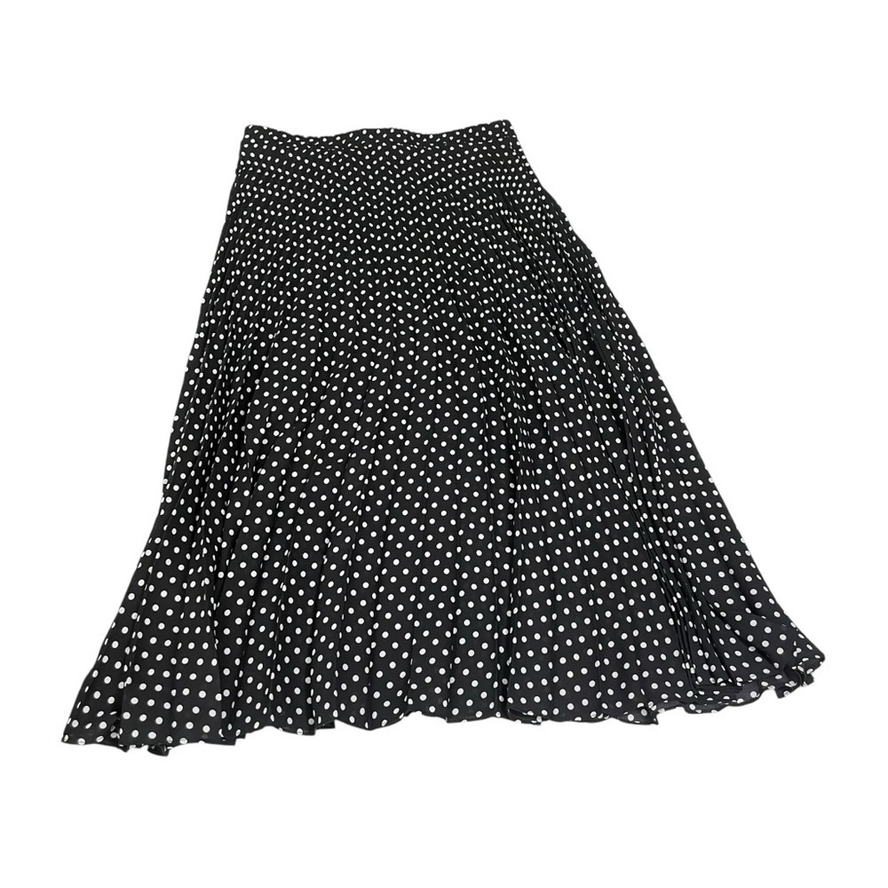 Max Studio Skirt Size M Black White Polka Dot Pleated Skirt Elastic Waist - Picture 6 of 15